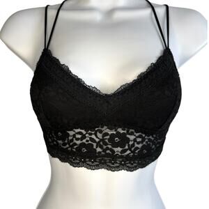 Gilly Hicks XS Black Lace Bralette Strappy Back Top Hollister